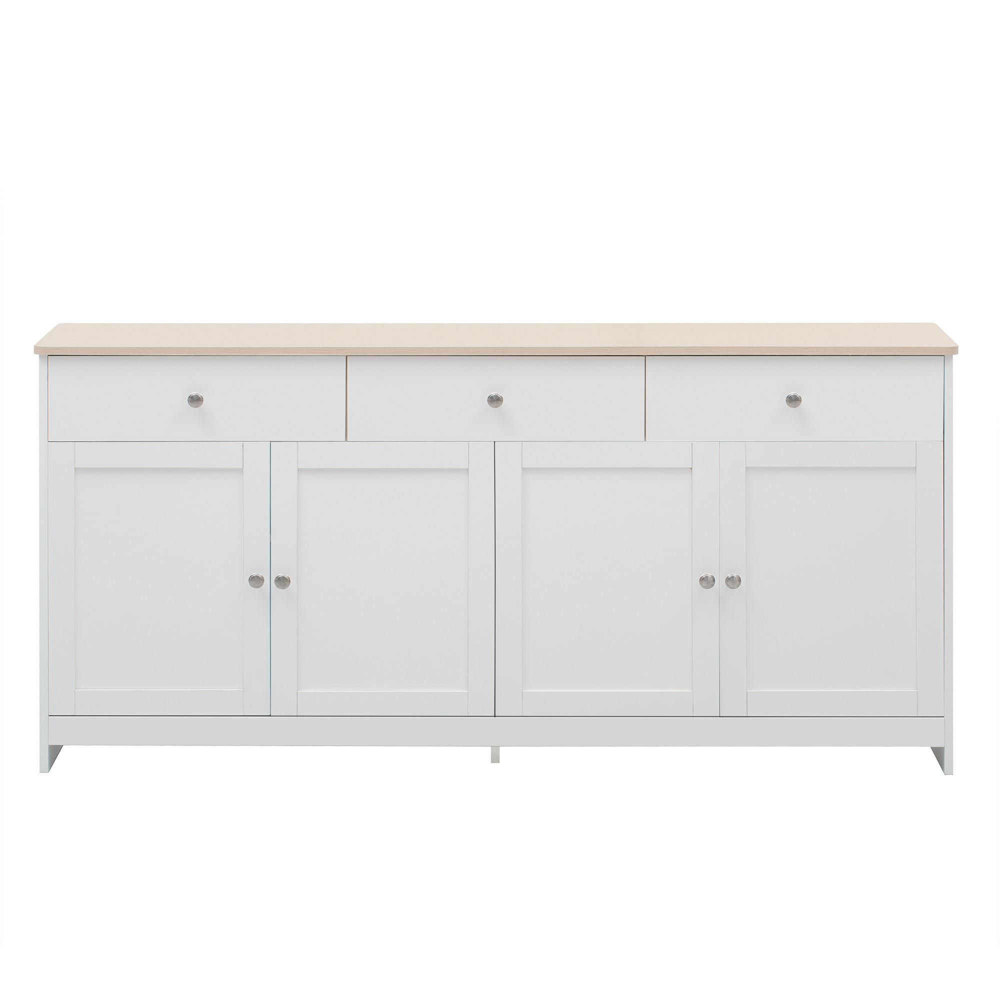 SIDEBOARD weiß & holzoptik 4 türen & 3 schubladen - Weiß, Holzwerkstoff (160/75/37cm) - Urban Meuble