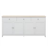 SIDEBOARD weiß & holzoptik 4 türen & 3 schubladen - Weiß, Holzwerkstoff (160/75/37cm) - Urban Meuble