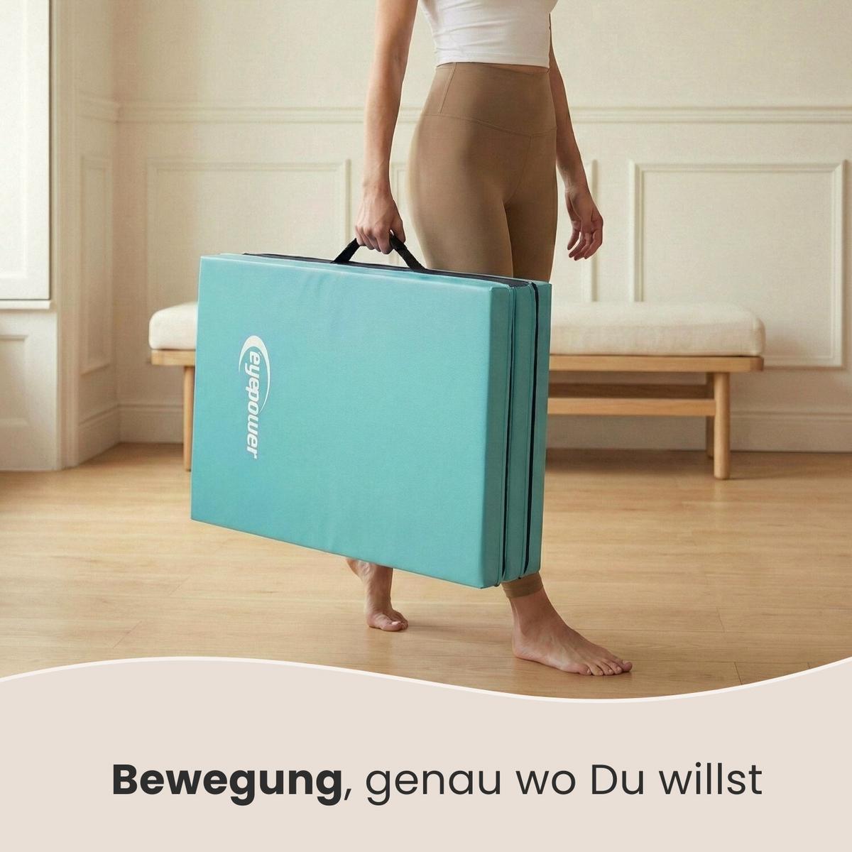 GYMNASTIKMATTE zum Wenden - 180/60/5 cm Faltbare Turnmatte - Mintgrün, Kunststoff (60/180cm) - eyepower