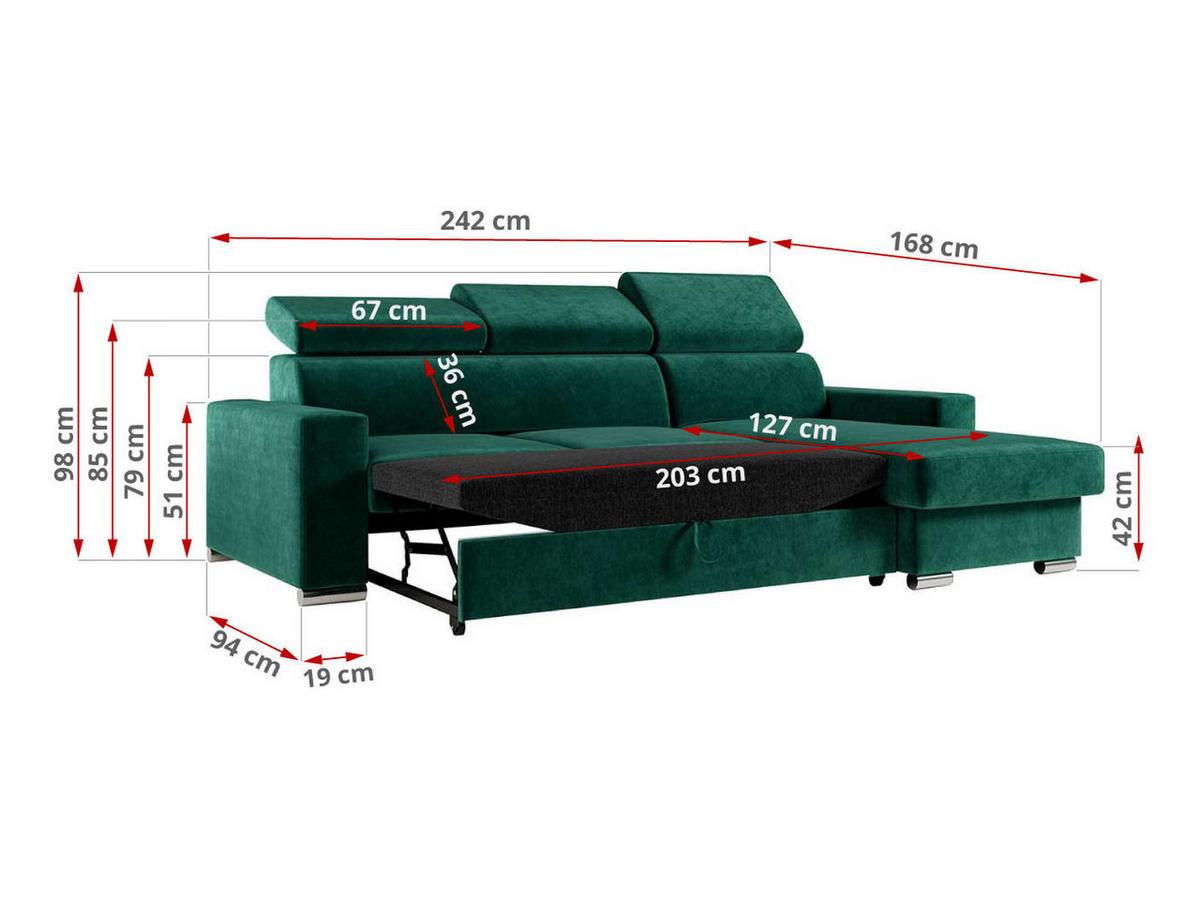 ECKSOFA FOX-L Dunkelgrün - Dunkelgrün/Silberfarben, Kunststoff/Textil (242/168cm) - MKS