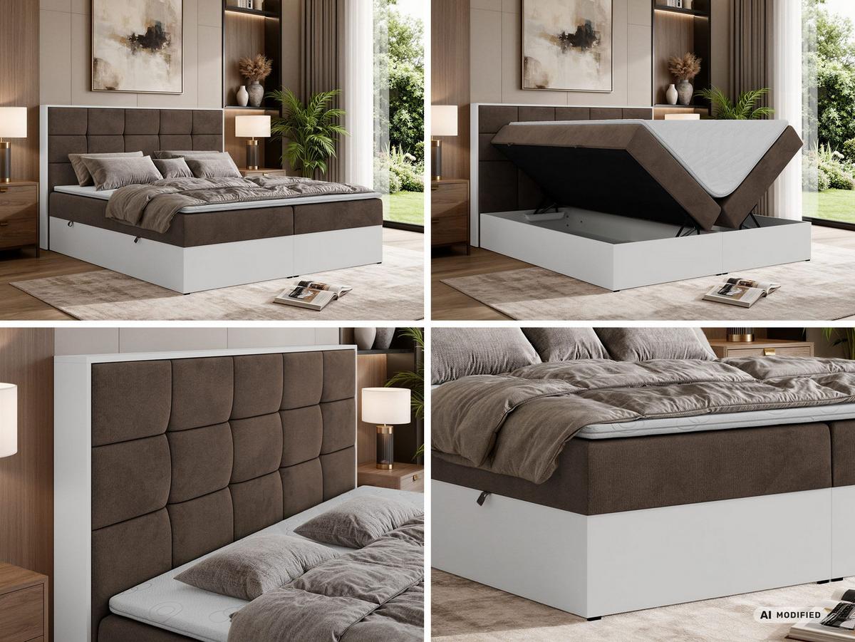 BOXBETT ALVIT 140/200 - Braun Velvet - Topper T25 - H3 - Schwarz/Braun, Kunststoff/Textil (140/200cm) - MKS