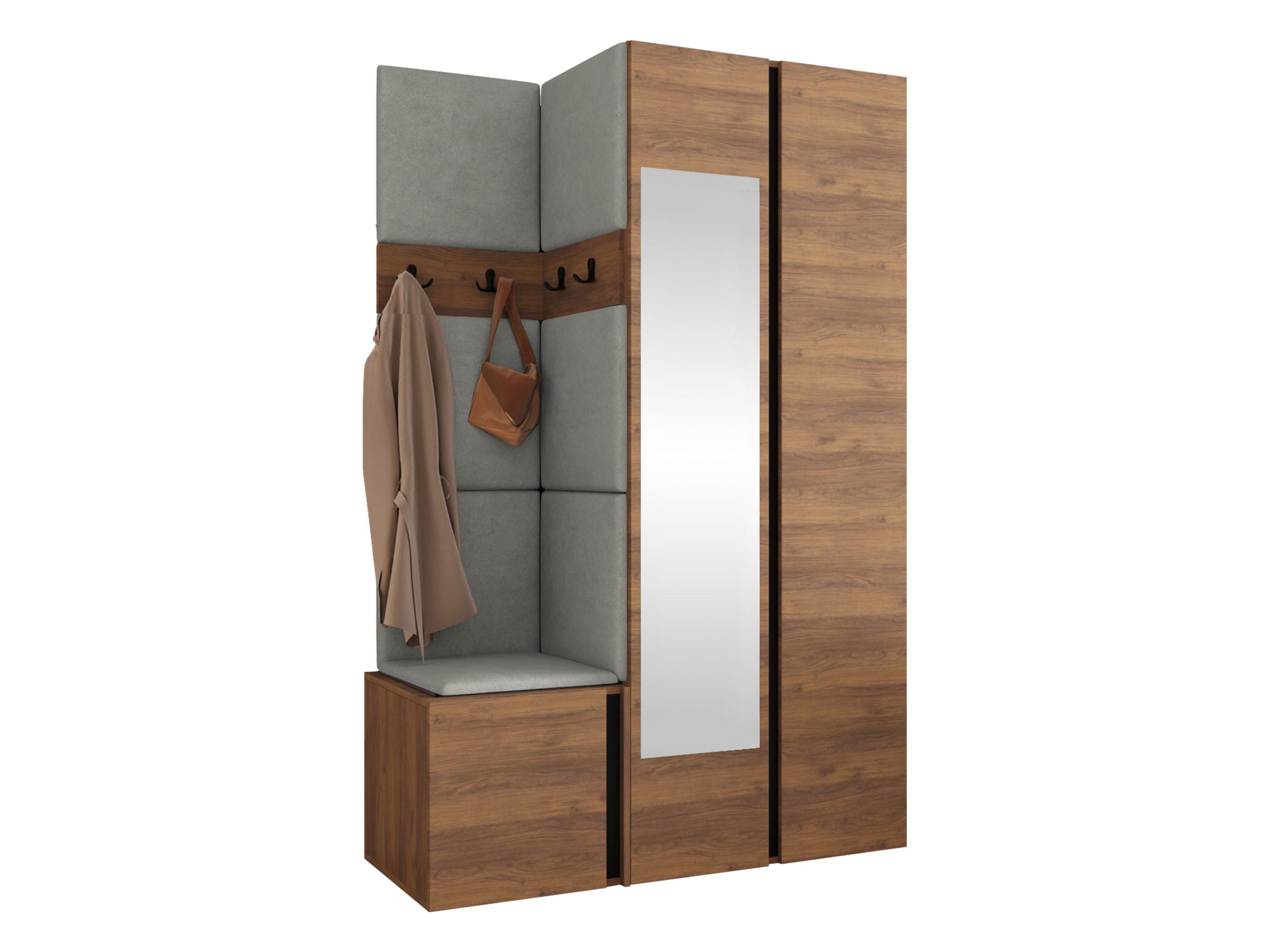 GARDEROBEN-SET Orion XXVI - Nussbaumfarben/Grau, Holzwerkstoff/Kunststoff (116/186/46cm) - MIRJAN24