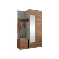 GARDEROBEN-SET Orion XXVI - Nussbaumfarben/Grau, Holzwerkstoff/Kunststoff (116/186/46cm) - MIRJAN24