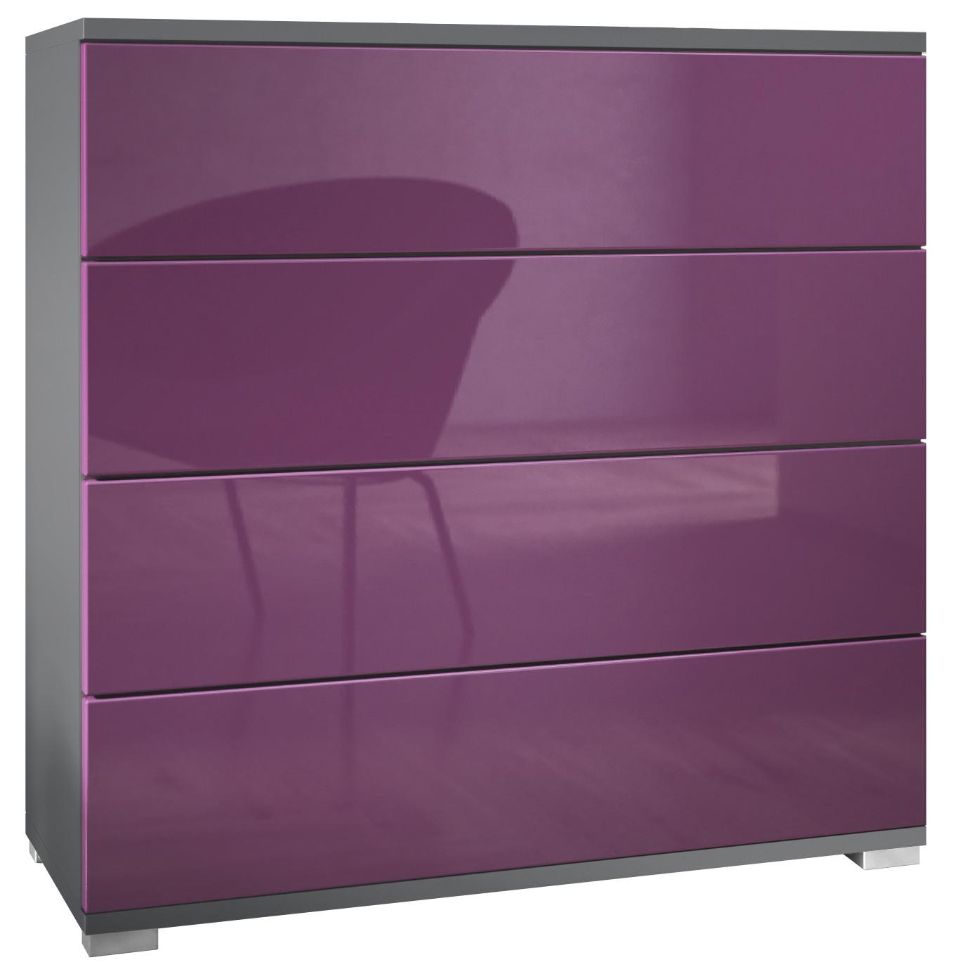 KOMMODE Pavos Brombeer Hochglanz - Brombeere, Holzwerkstoff (76/76/35cm) - Vladon