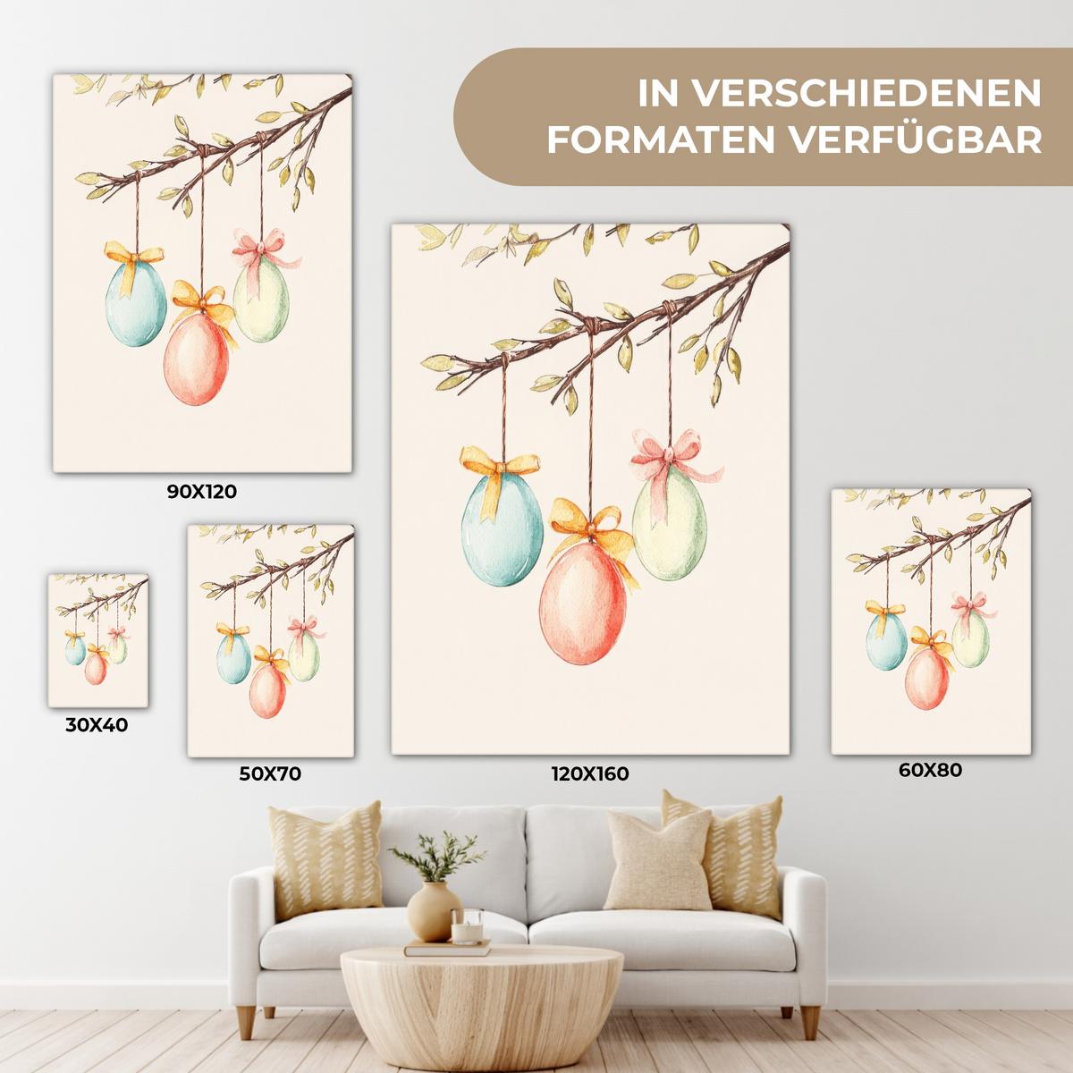LEINWANDBILD Osterkuchen - Schleife - Eier Room Decor 30x40 cm - Creme, Textil (30/40cm) - MuchoWow