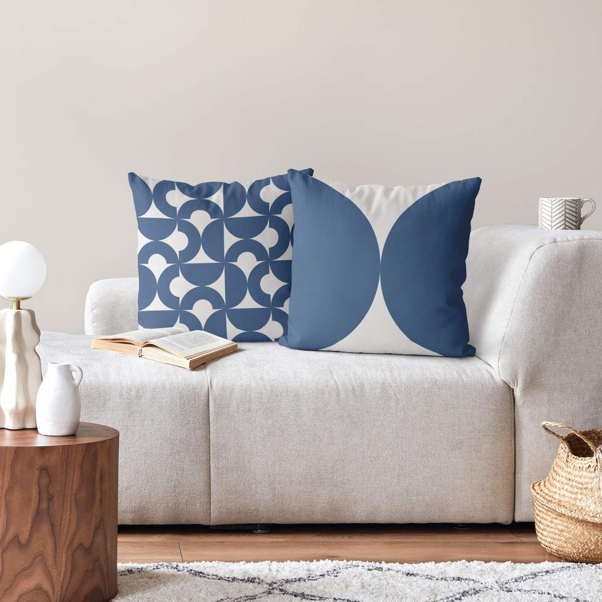 DEKOKISSEN 2er-Set Modernes Muster Duo III 50/50 cm - Blau, Textil (50/50cm) - Bilderwelten