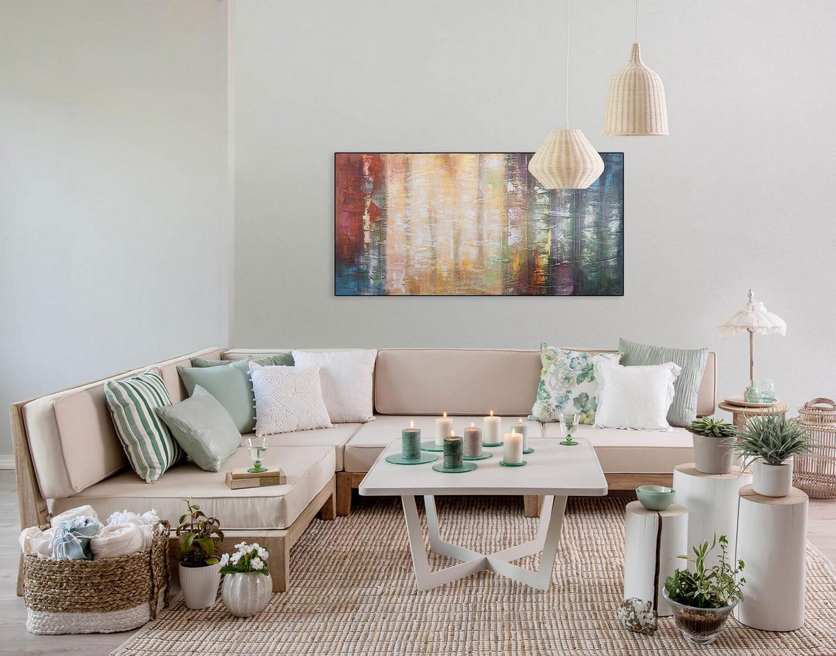 ÖLGEMÄLDE 120/60 cm - Blau/Gelb, Holz/Textil (120/60cm) - KUNSTLOFT