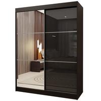 SCHWEBETÜRENSCHRANK VITALE 160/216/61 cm 2-türig mit Spiegel Schwarz - Schwarz, Holzwerkstoff (160/216/61cm) - MASSENO