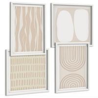 BILDER SET 4er Set - 50x50 cm & 40x60 cm Weißer Rahmen - Abstrakte Boho-Musterformen - Weiß, Kunststoff (50/50cm) - TULUP