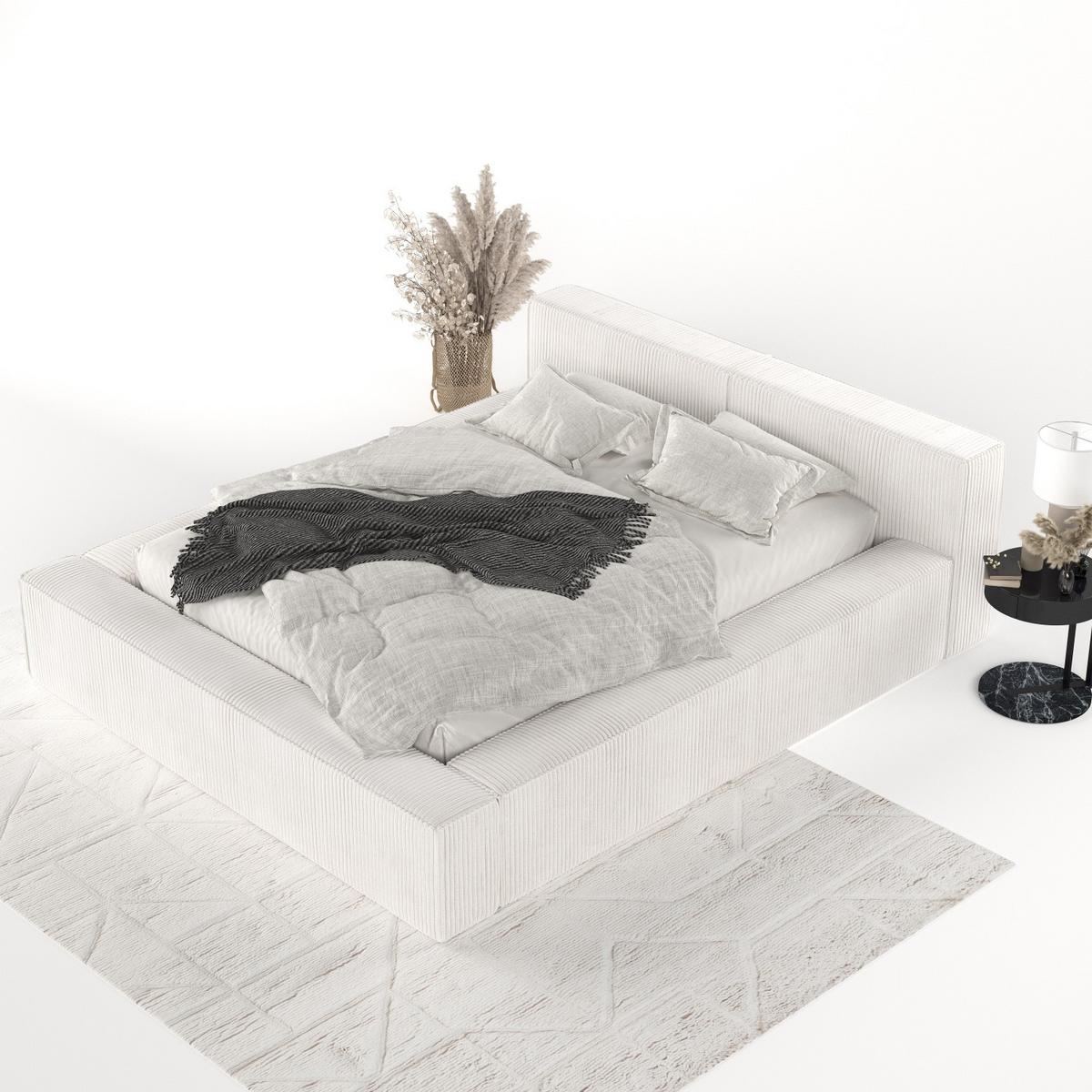 POLSTERBETT Casto mit Stauraum 200/200 cm Creme im Poso Stoff - Creme/Schwarz, Holz/Holzwerkstoff (200/200cm) - AltaBeds
