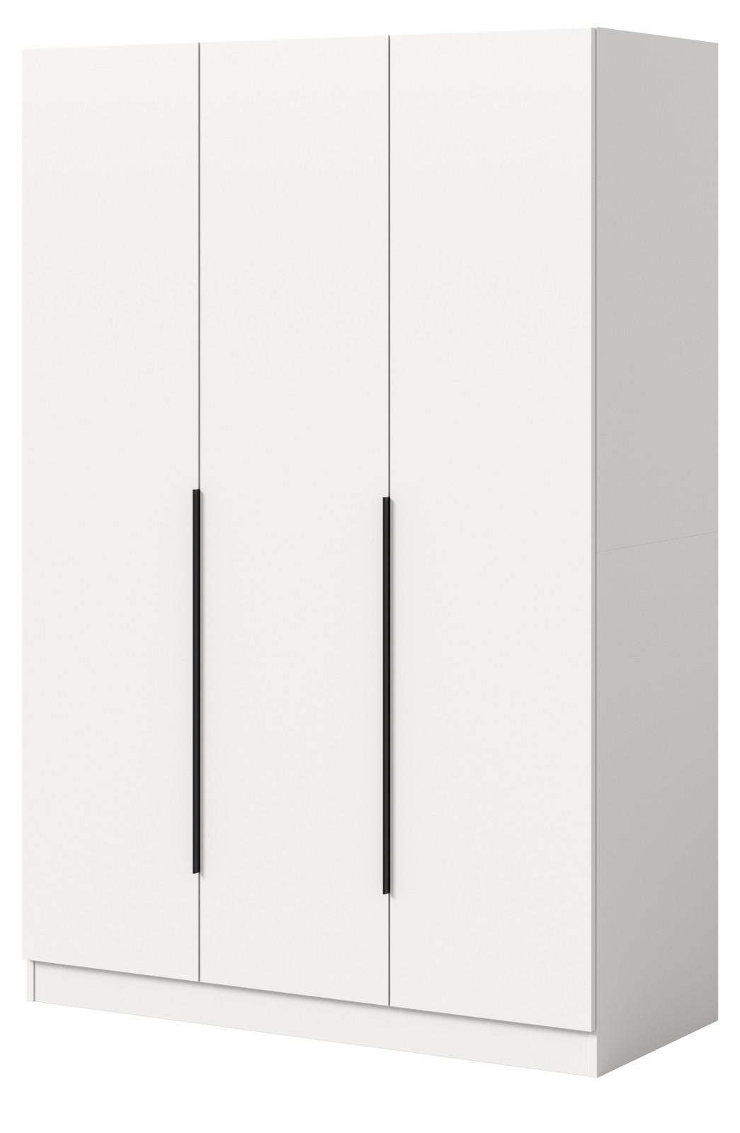 KLEIDERSCHRANK weiß 3-türig 120 x 181 cm, Drehtürenschrank mit Kleiderstange - Schwarz/Weiß, Holzwerkstoff/Kunststoff (120/181/52cm) - Inn.Furn