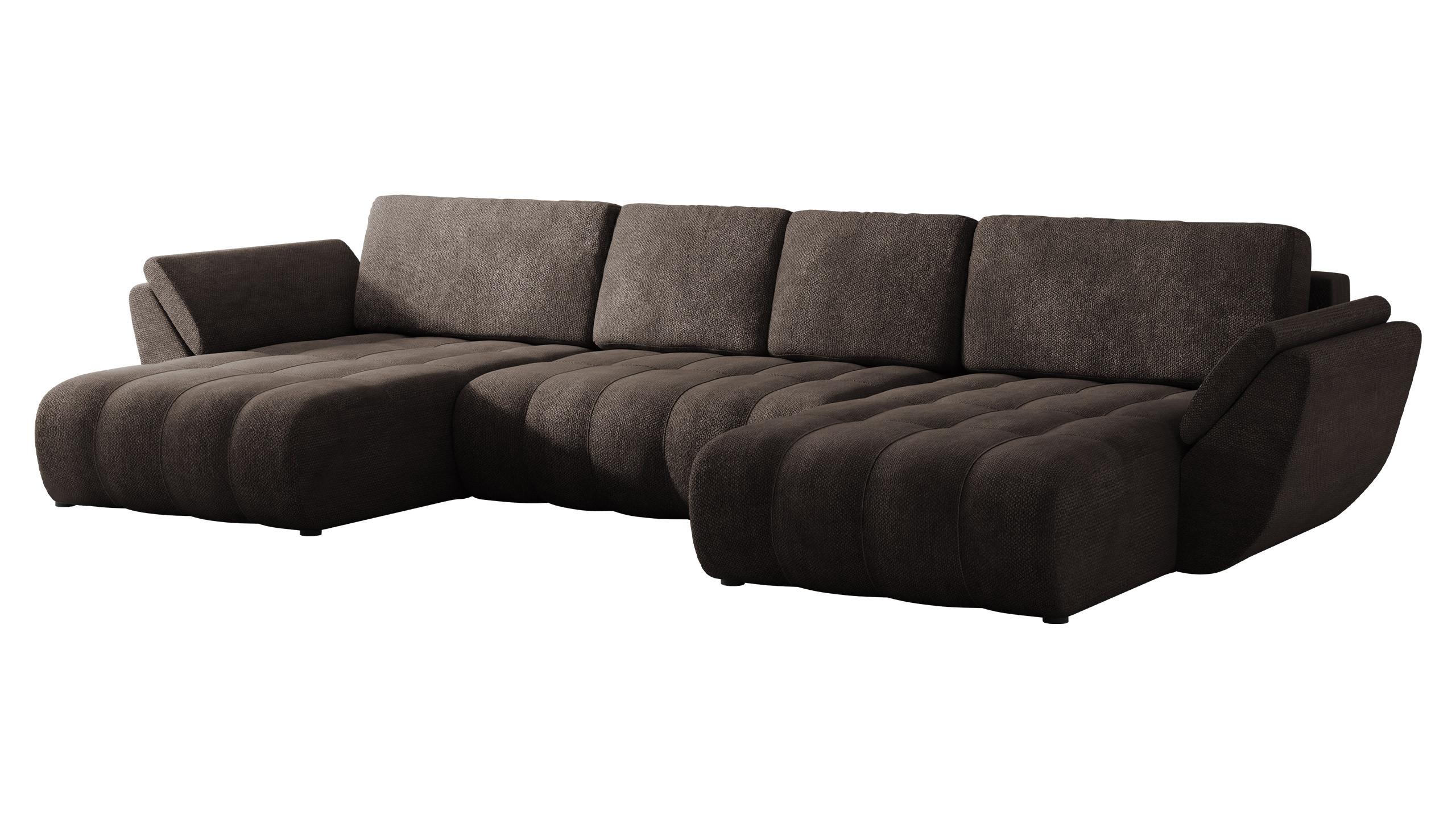 WOHNLANDSCHAFT Faro U - Schwarz/Braun, Holz/Kunststoff (383/86/195cm) - MIRJAN24