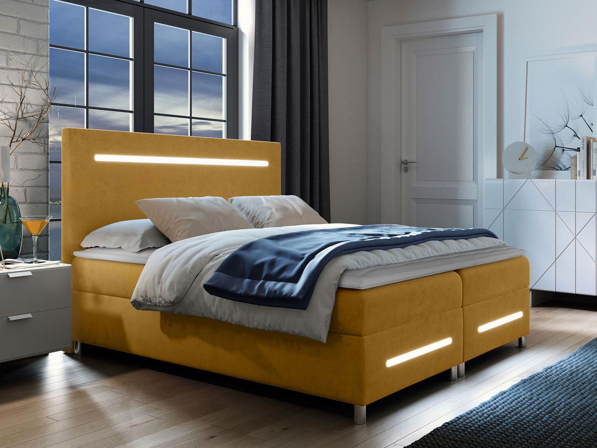 BOXBETT Enter LED - H3 - Gelb, Holz (140/200cm) - MIRJAN24