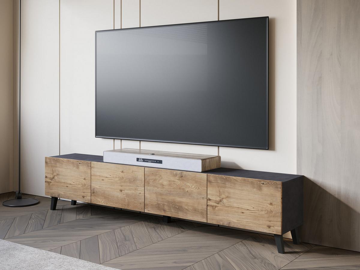 TV-LOWBOARD Phuket 190 - Schwarz/Braun, Holzwerkstoff/Kunststoff (190/40/32cm) - MIRJAN24