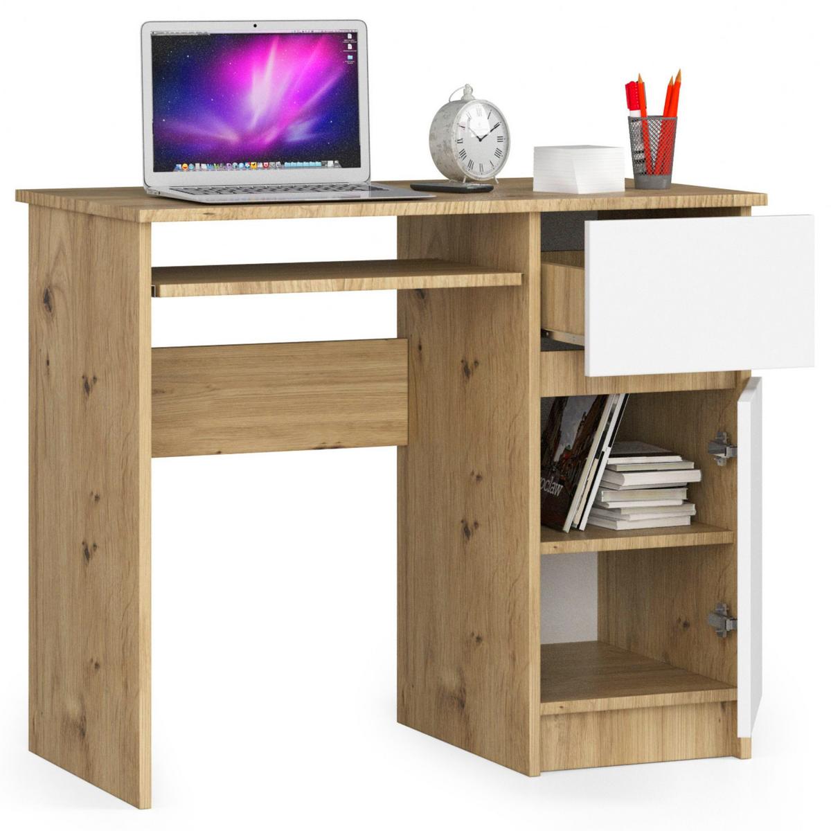 SCHREIBTISCH Eiche Artisan, Weiß 77/90/50 - Eiche Artisan/Weiß, Holzwerkstoff (120/53.6/77cm) - RAUMHIRSCH FURNITURE