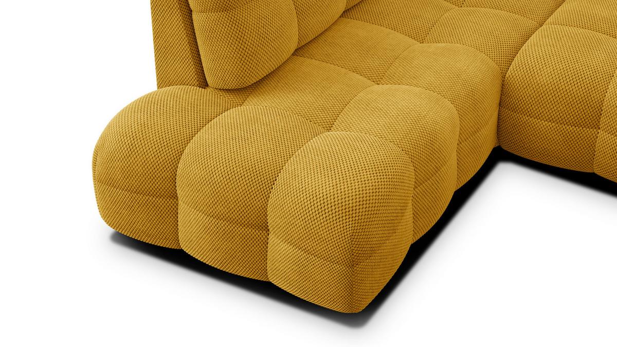 ECKSOFA MELLOW 5-Sitzer, safran - Gelb/Schwarz, Holz/Textil (283/191cm) - Wozimo