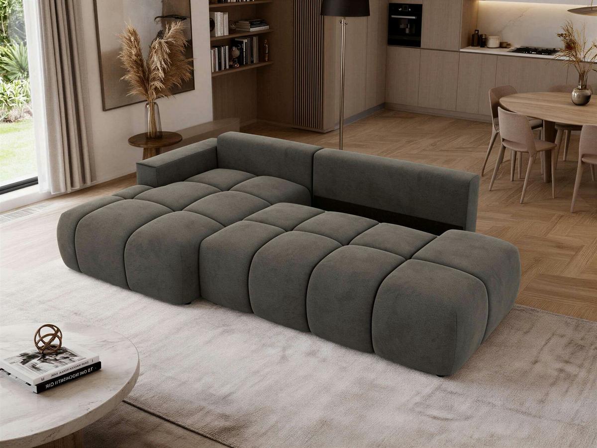 ECKSOFA LORAN L Dunkelgrau Velvet - Links - Dunkelgrau/Schwarz, Kunststoff/Textil (170/292cm) - MKS