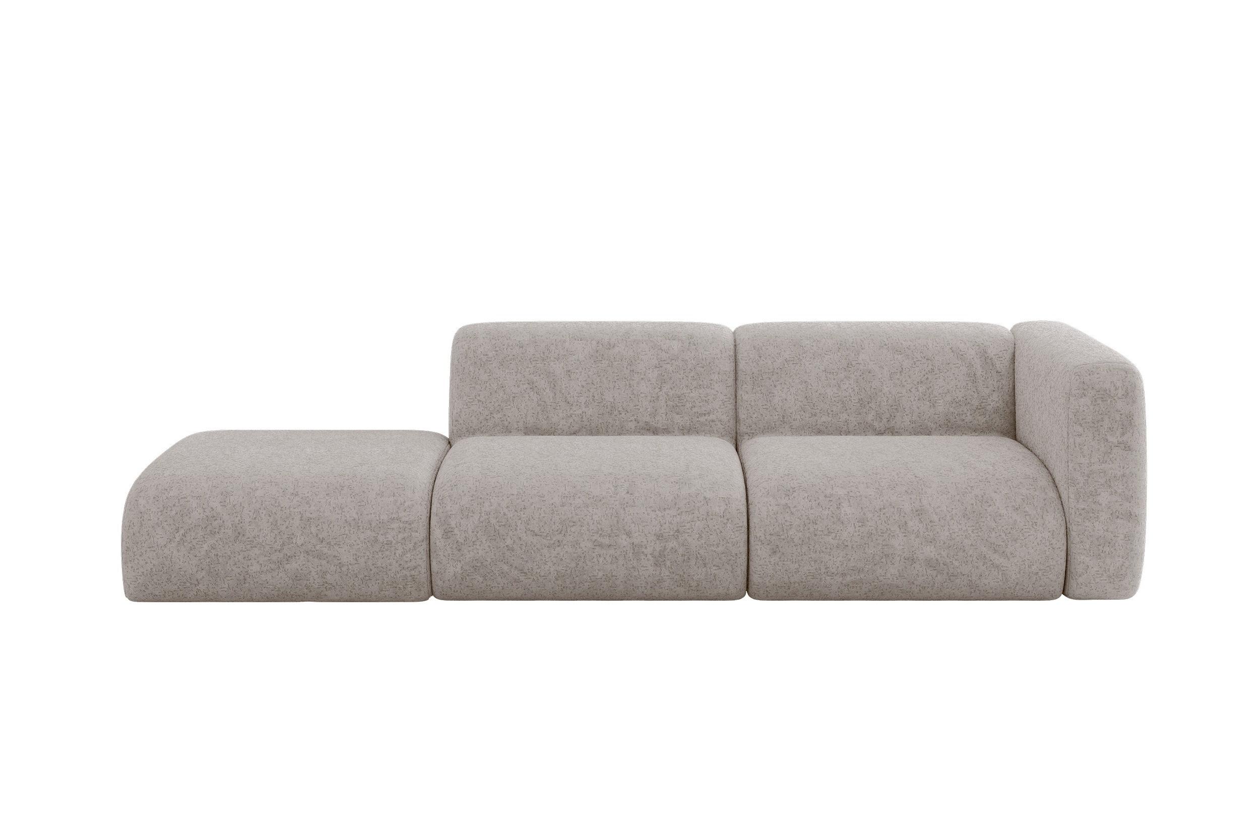 SOFA Ottomane Rechts MIRA-S3 296x89x70 Hellgrau Velours - Hellgrau/Schwarz, Holzwerkstoff/Kunststoff (296/70/89cm) - ALTDECOR