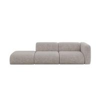 SOFA Ottomane Rechts MIRA-S3 296x89x70 Hellgrau Velours - Hellgrau/Schwarz, Holzwerkstoff/Kunststoff (296/70/89cm) - ALTDECOR