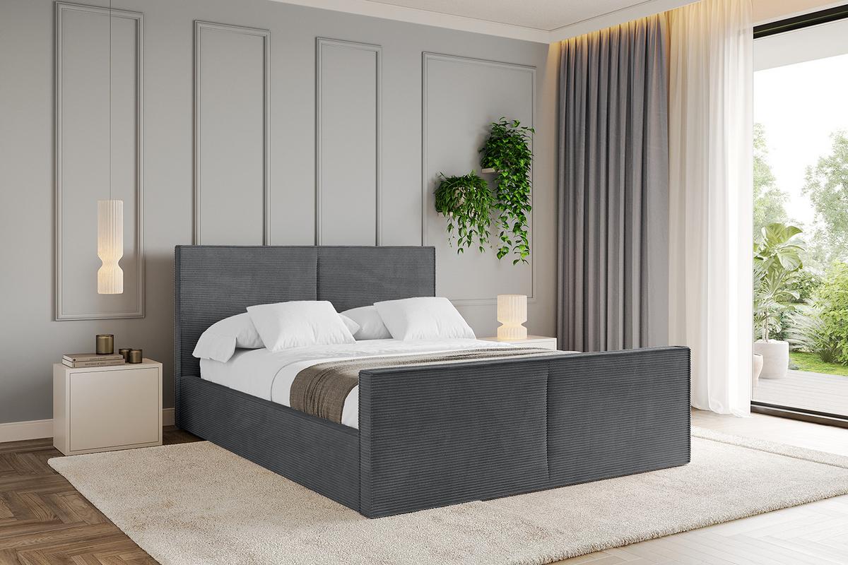 POLSTERBETT mit Bettkasten, Fußteil und Lattenrost, Boxbett ohne Matratze - VANTO-Z 180x200 Dunkelgrau - Anthrazit, Holzwerkstoff/Textil (180/200cm) - ALTDECOR