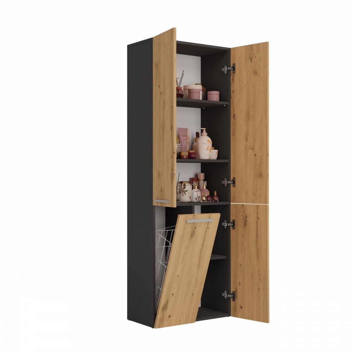 BADEZIMMERSCHRANK Anthrazit, Artisan 60/174/30 - Anthrazit, Holzwerkstoff (60/174/30cm) - RAUMHIRSCH FURNITURE