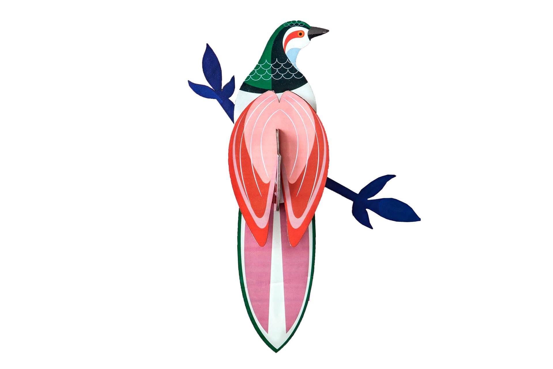 WANDDEKO Tropenvogel-Paradies 23/7 cm - Pink/Grün, Wellpappe (23/7/27cm) - Studio Roof