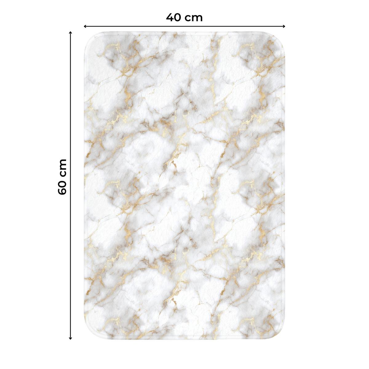 WC-VORLEGER Goldene Adern - Marmor - Weiß WC Teppich 40x60 cm - Weiß, Textil (40/1cm) - OnlyWow