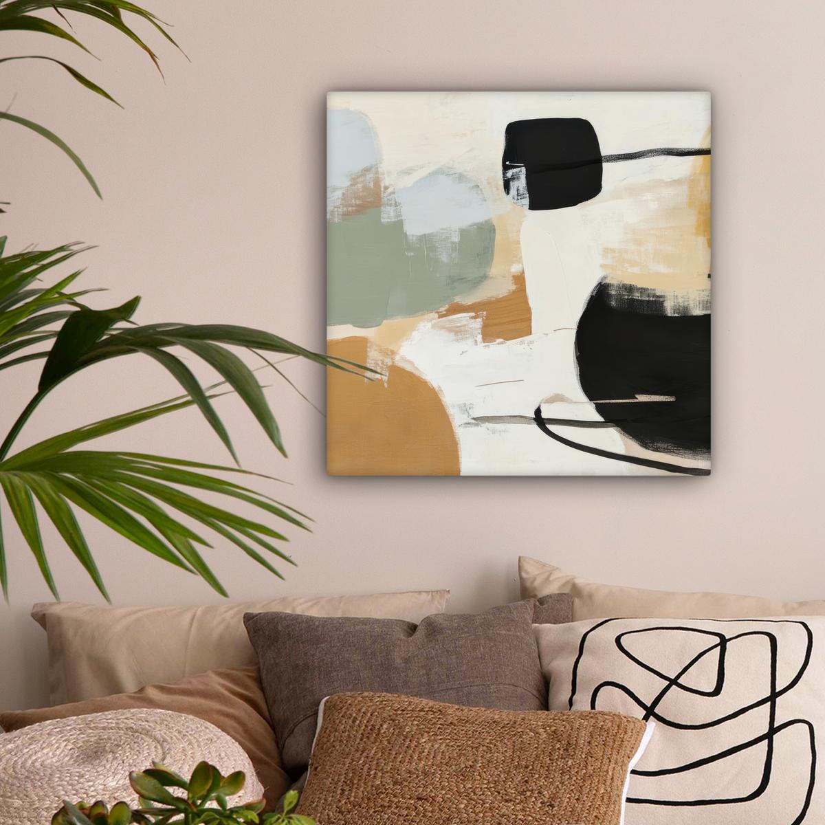 LEINWANDBILD Farbe - Abstrakt - Farben Wandbild Wohnzimmer 50x50 cm - Currygelb, Textil (50/50cm) - MuchoWow