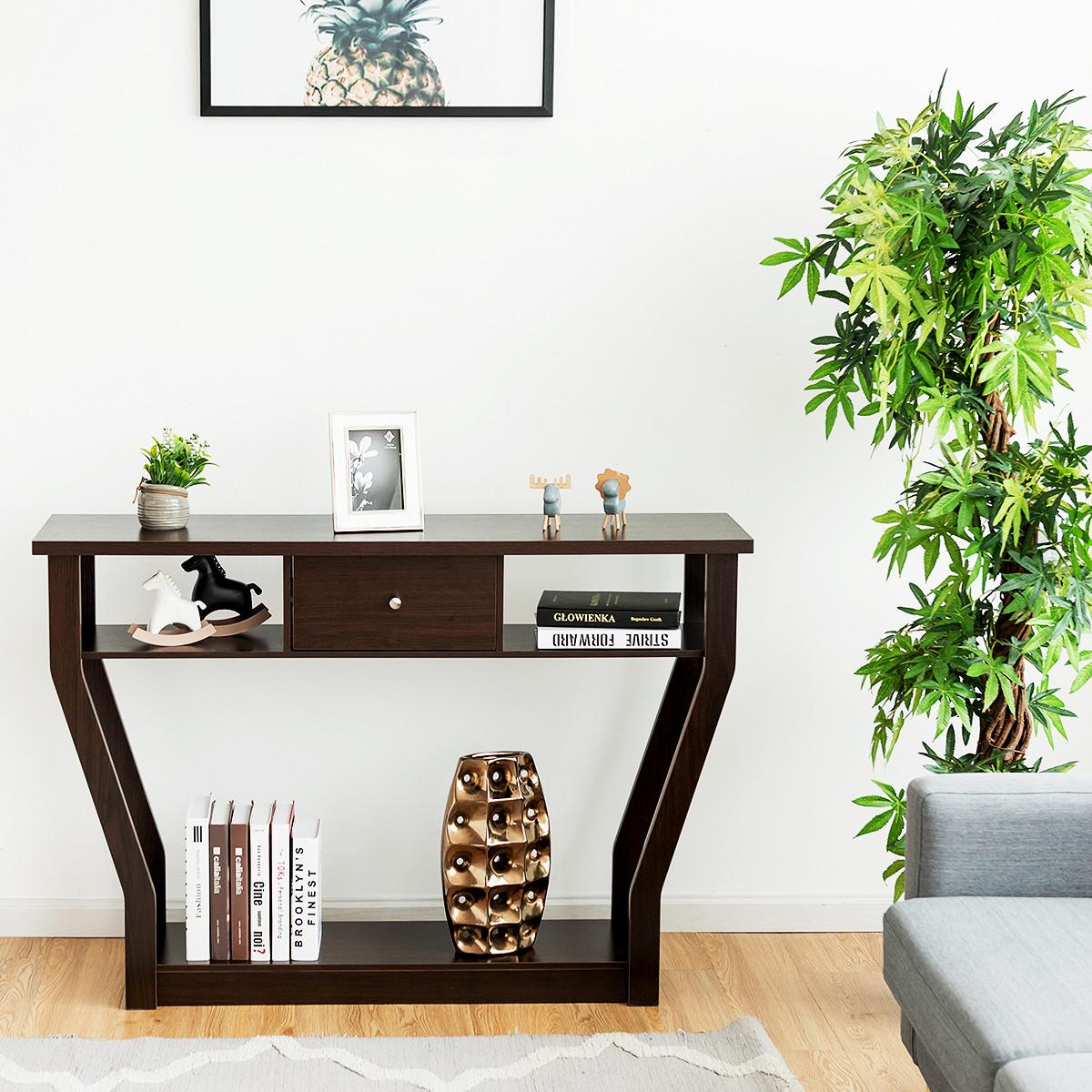 KONSOLENTISCH Braun - Braun, Holzwerkstoff (30/120/81cm) - COSTWAY