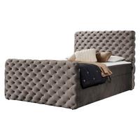 BOXBETT Chesterfield Lux - H3 - Hellbraun, Holz (160/200cm) - MIRJAN24