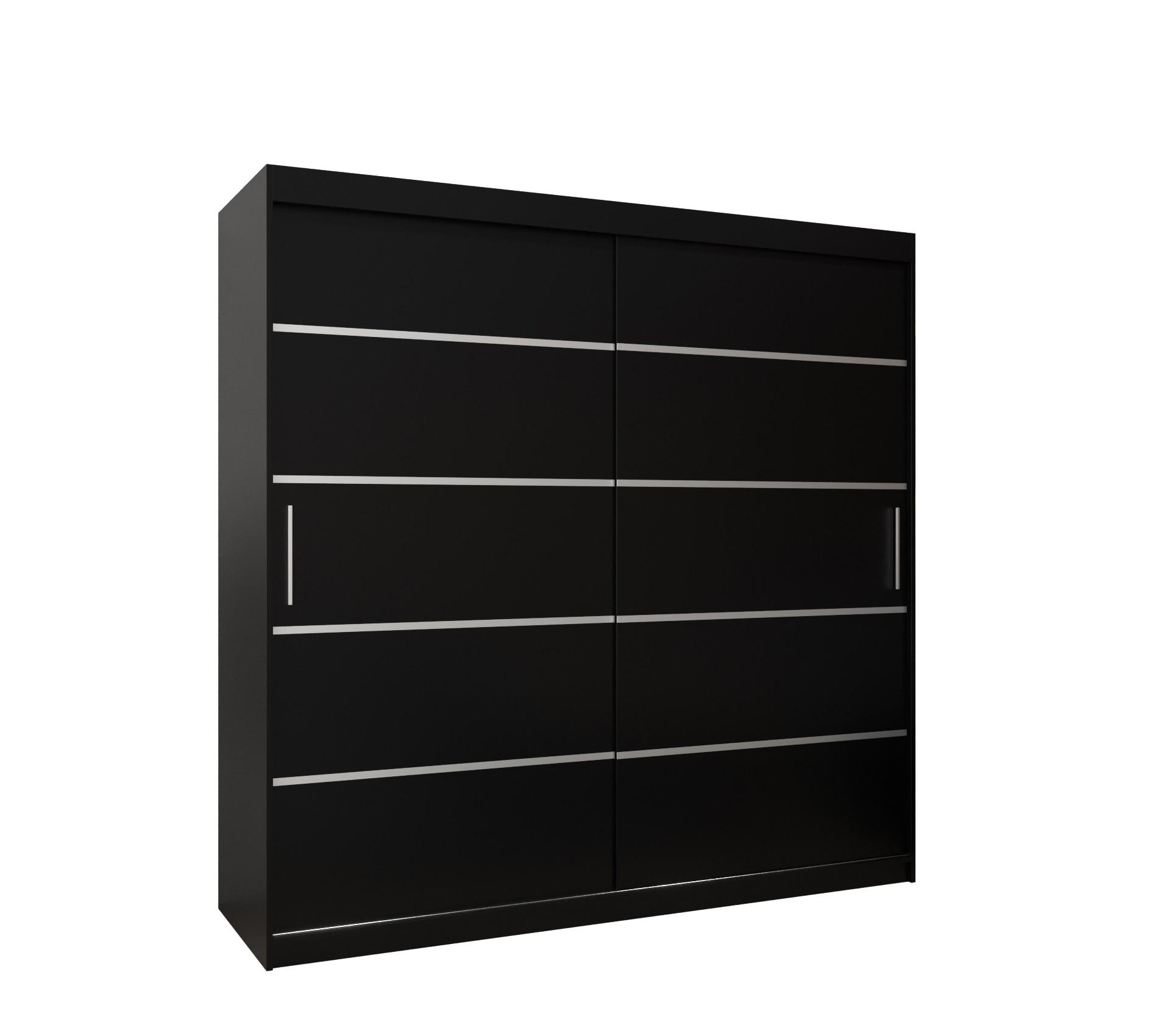 SCHWEBETÜRENSCHRANK 200/200/62 2-türig - Silberfarben/Schwarz, Holz/Kunststoff (200/200/62cm) - MÖBEL KRYSPOL