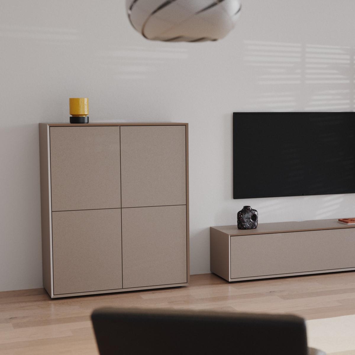 SIDEBOARD HOCH 4 türen 43/120/43 cm - Beige, Holzwerkstoff (43/120/100cm) - Calicosy