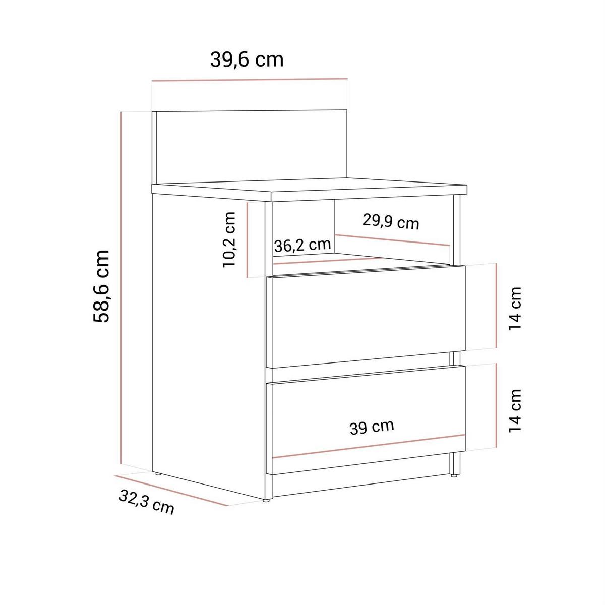 NACHTTISCH HANA M1 Sonoma Eiche - Sonoma Eiche, Holzwerkstoff (40/59/32cm) - Lookway