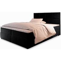 BOXBETT LENA 200x200 cm mit Matratze und Topper, H2+H3 - Schwarz - Schwarz, Holz (200/200cm) - MASSENO