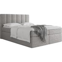 BOXBETT Amira mit Bettkasten, Boucle Grau 140/200 cm – 7-Zonen Taschenfederkern-Matratze & Komfortschaum-Topper - Hellgrau/Schwarz, Kunststoff/Textil (140/200cm) - WFL GROUP
