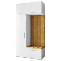 GARDEROBENSCHRANK REMA 120/240/60 cm Modern Garderobe-Set Weiß - Gelb/Weiß, Holzwerkstoff (120/240/60cm) - MASSENO