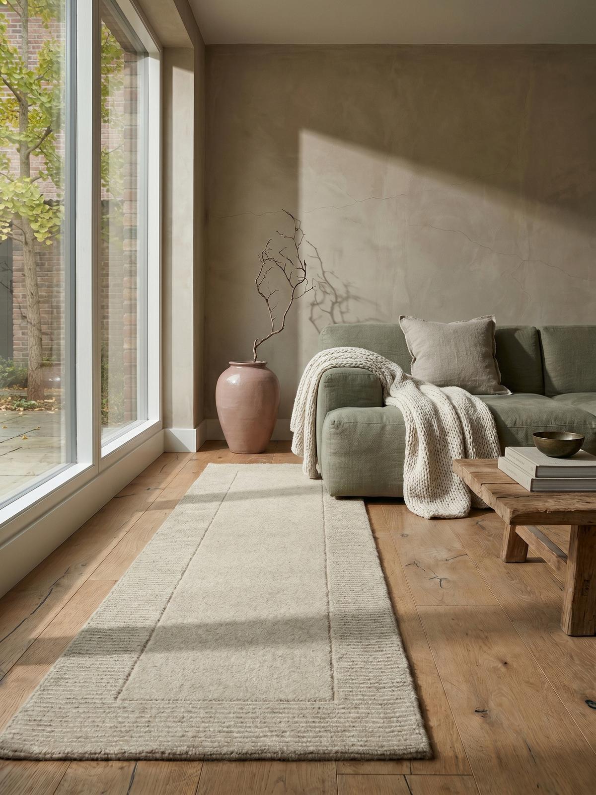 WOLLTEPPICH MOLE, einfarbig, Natur, 60 x 230 cm - Beige, Textil (230/60cm) - KADIMA DESIGN