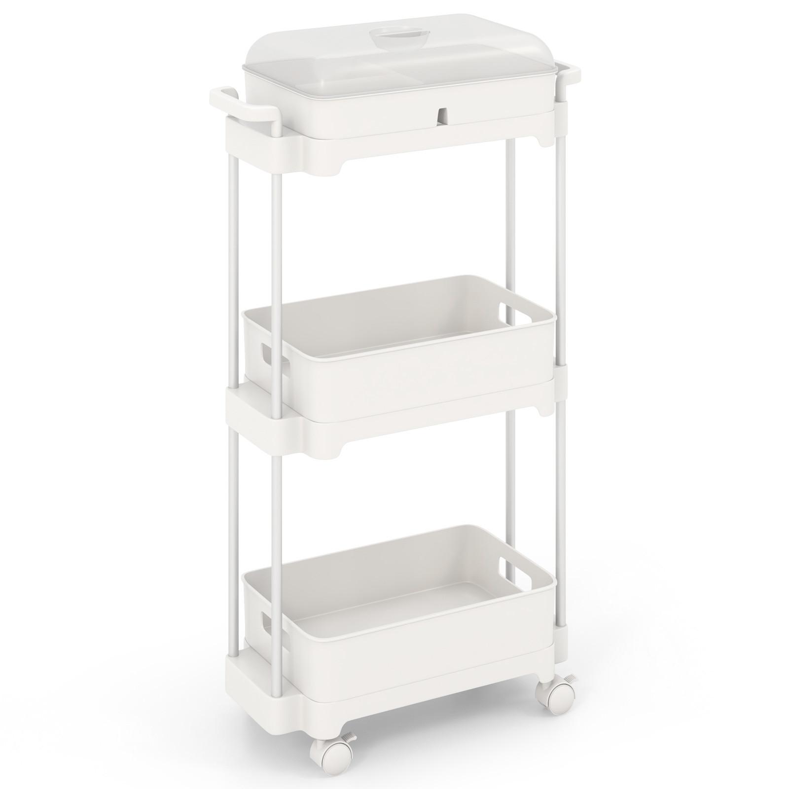 ROLLWAGEN 82cm Weiß - Weiß, Kunststoff (46/82/21cm) - COSTWAY