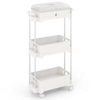 ROLLWAGEN 82cm Weiß - Weiß, Kunststoff (46/82/21cm) - COSTWAY