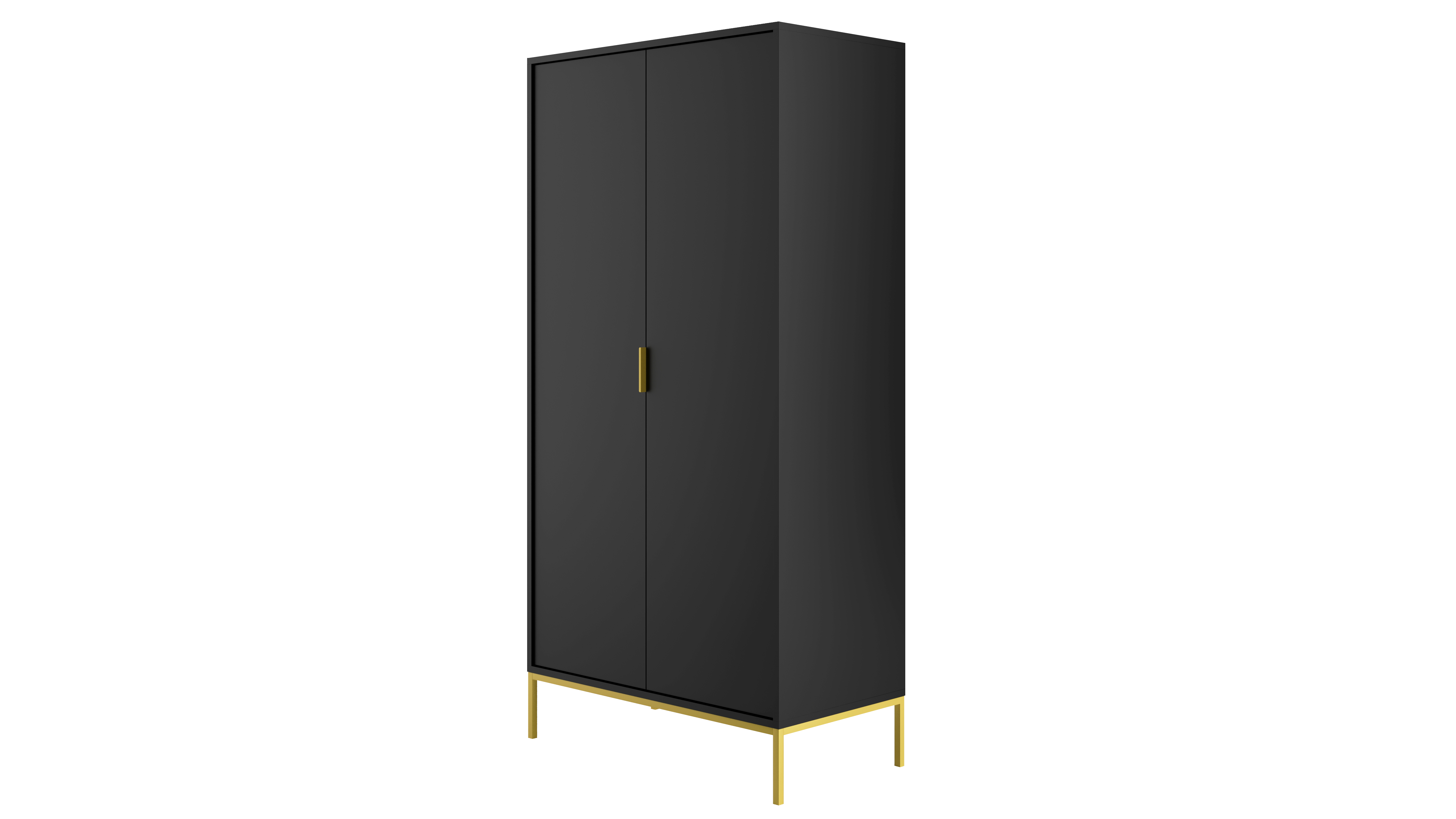 DREHTÜRENSCHRANK Austin - Goldfarben/Schwarz, Holzwerkstoff (55/205/100cm) - RAUMHIRSCH FURNITURE