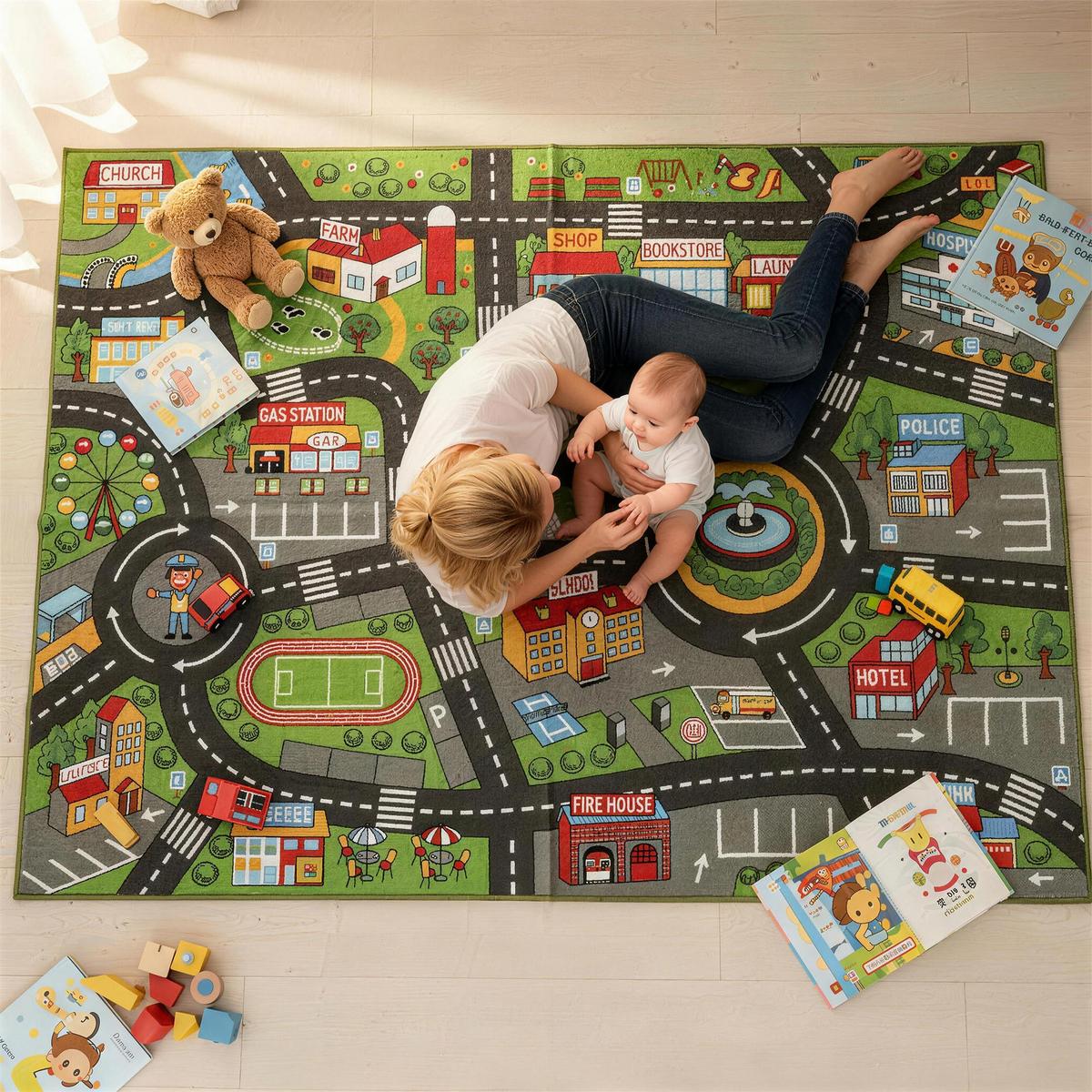 SPIELMATTE Polyester Grau - Grau, Textil - AIYAPLAY