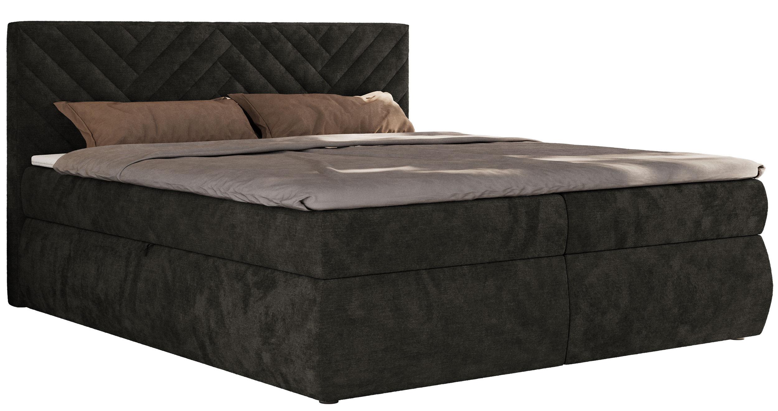 BOXBETT AVERTA 160/200 - Dunkelgrau Schenille glatt - H4 - Dunkelgrau, Textil (160/200cm) - MKS