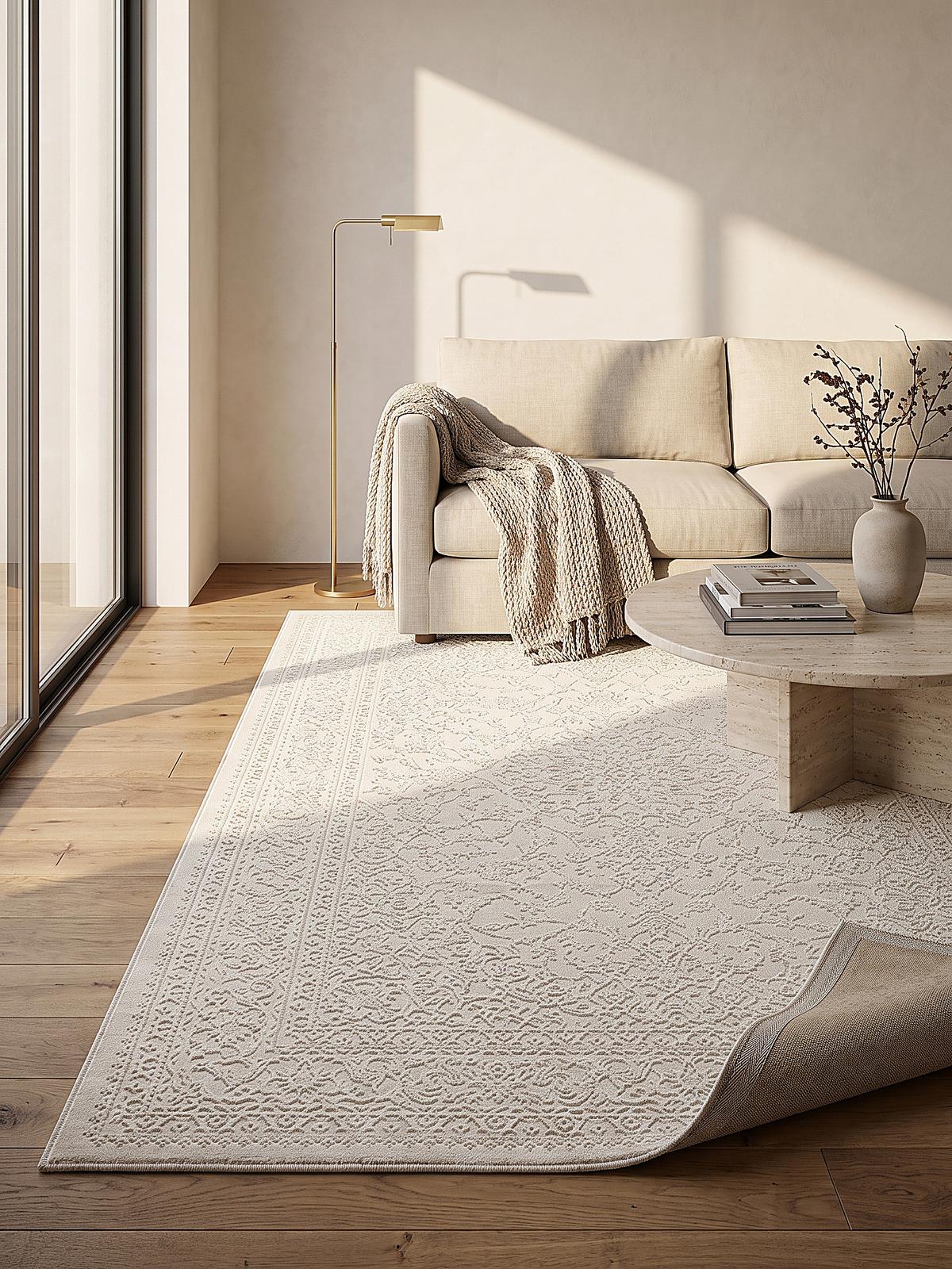 TEPPICHLÄUFER Uni KASOS Polyester Creme 80 x 150 cm - Beige, Textil (80/150cm) - KADIMA DESIGN