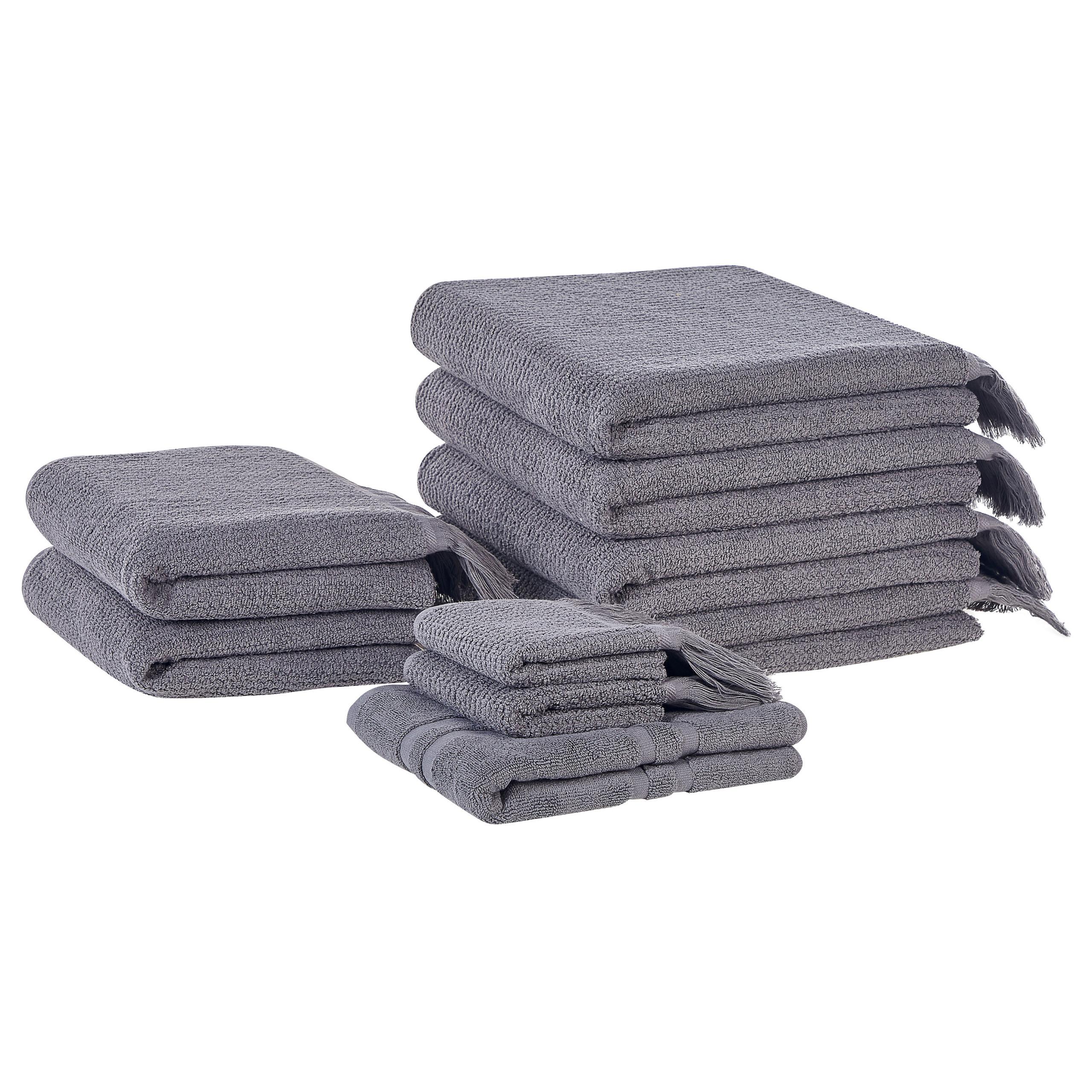 BADEHANDTUCH 9-teilig Grau Atiu - Grau, Textil (70/140cm) - Beliani