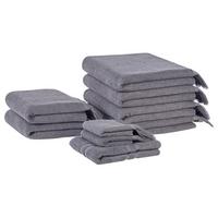 BADEHANDTUCH 9-teilig Grau Atiu - Grau, Textil (70/140cm) - Beliani