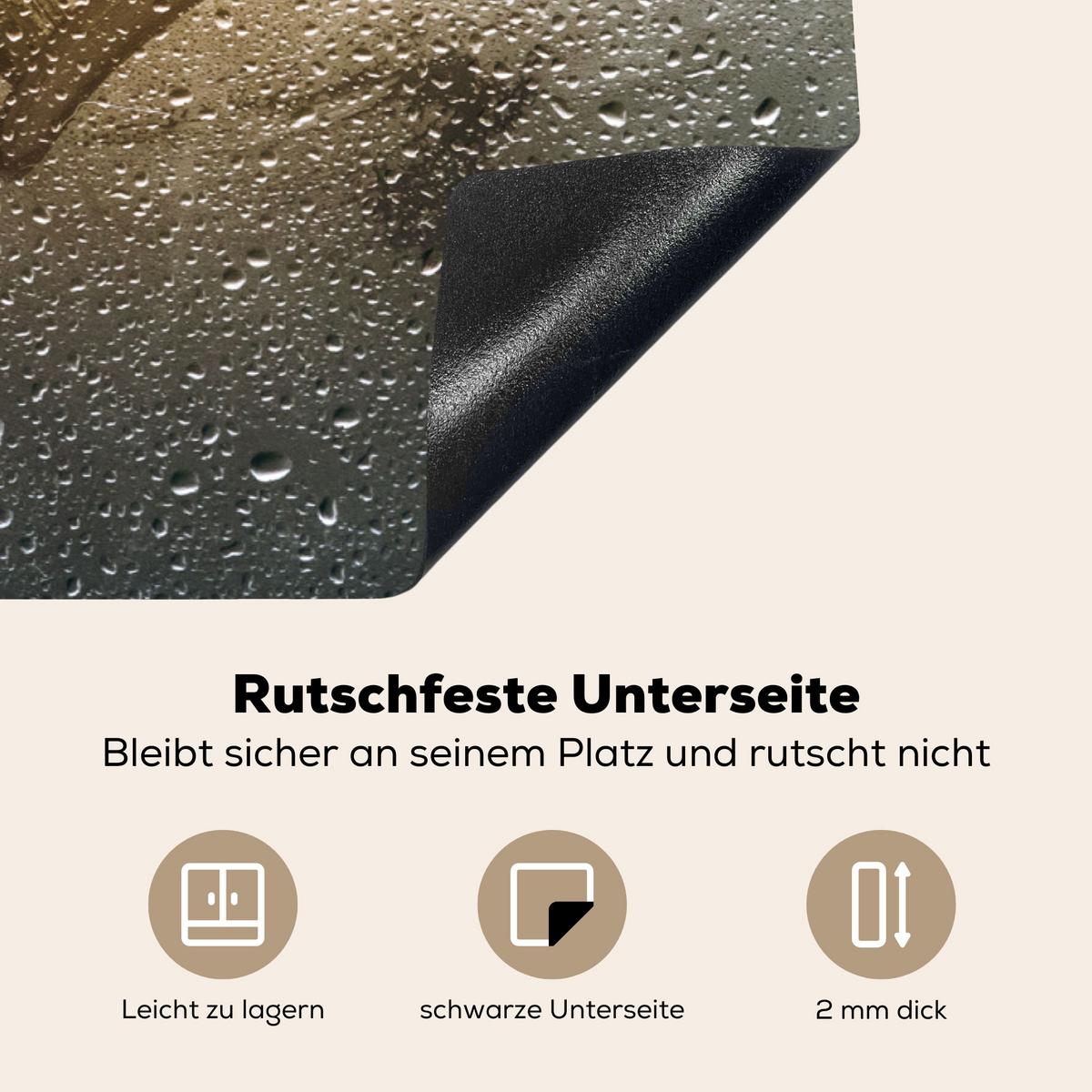 HERDABDECKPLATTE Herz - Kondenswasser - Wasser - 3D Induktionsschutz 91.6x52.7 cm - Grau, Kunststoff (91.6/52.7/0.2cm) - MuchoWow