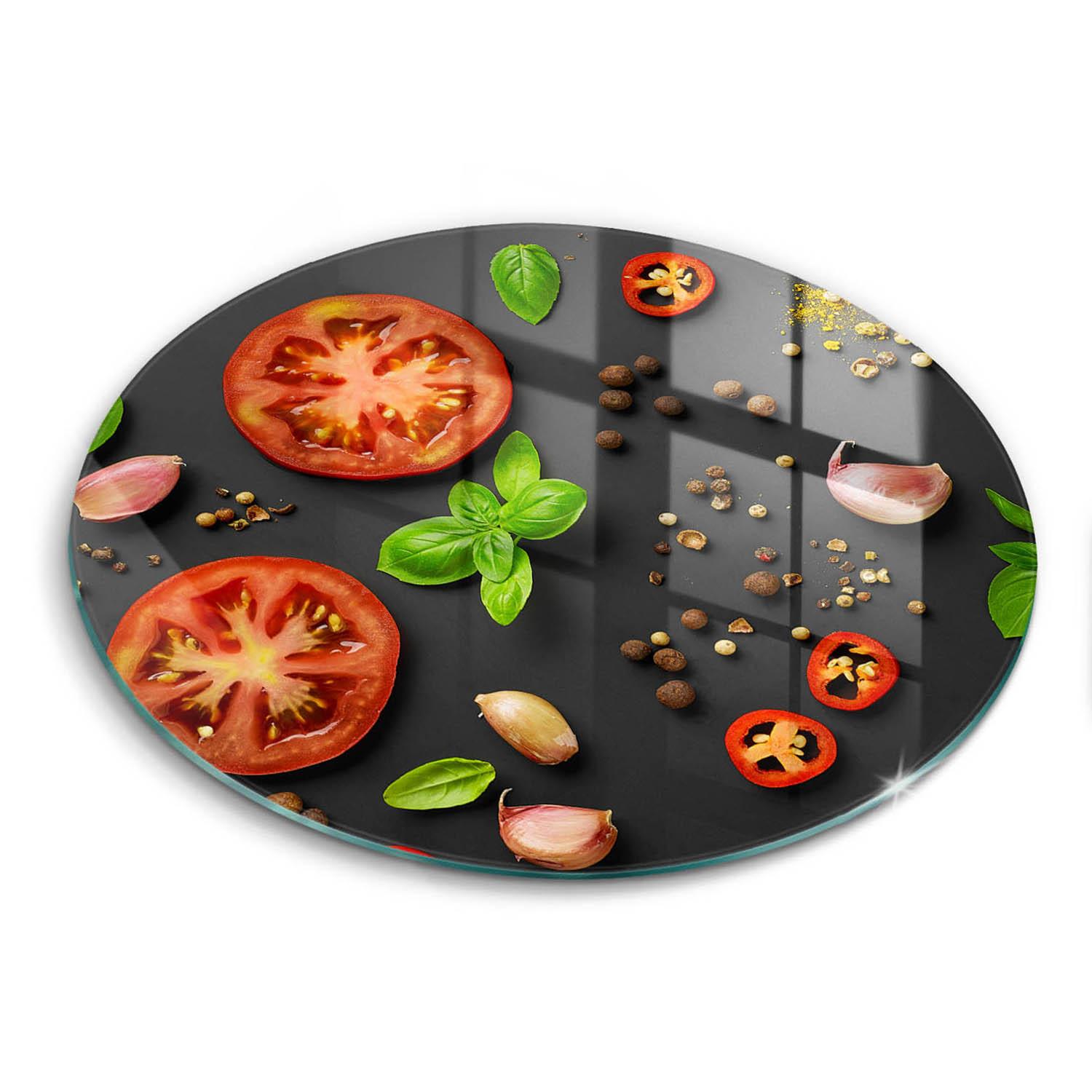 GLASPLATTE Ø 40 cm Tomaten und Gewürze - Schwarz, Glas (40/40cm) - Wallfluent