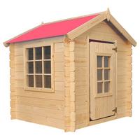 KINDERSPIELHAUS aus Holz - 111x113xH121 cm/0.9 m2 - M570R-1 - Beige, Holz (114/121/111cm) - Timbela