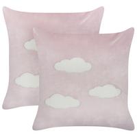 DEKOKISSEN 2er-Set Rosa 45/45 cm Ipomea - Pink, Textil (45/45cm) - Beliani