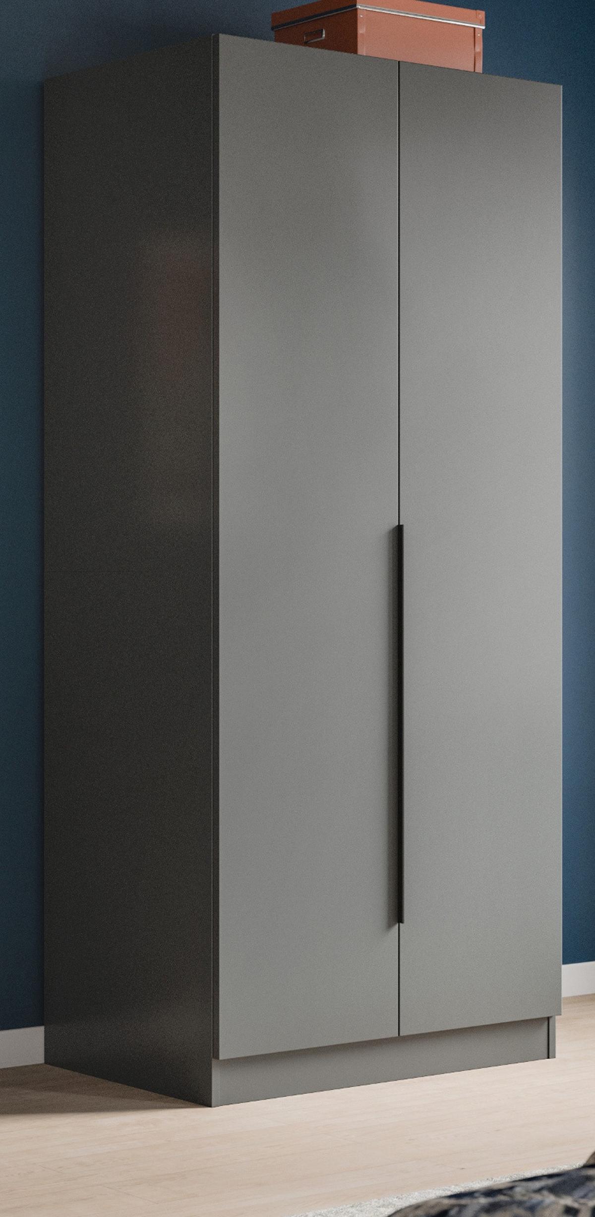 KLEIDERSCHRANK grau 2-türig 80 x 181 cm, Drehtürenschrank mit Kleiderstange - Schwarz/Grau, Holzwerkstoff/Kunststoff (80/181/52cm) - Inn.Furn